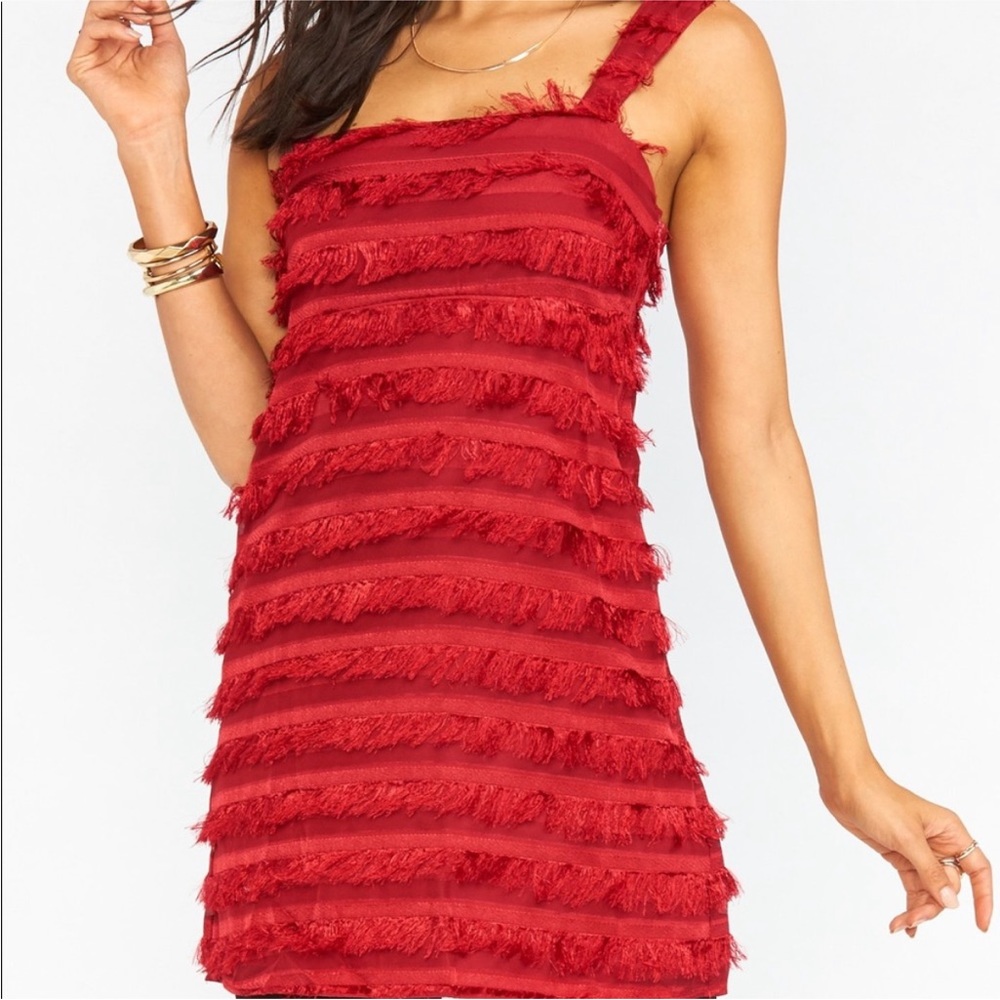 Show Me Your MuMu Aria Fringe Ruby Dress